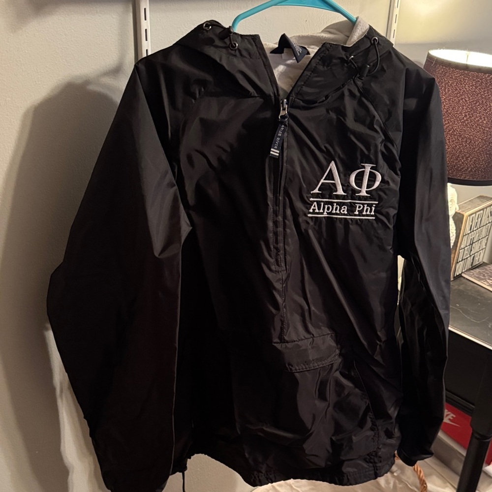 Alpha Phi Windbreaker Black Rain Jacket